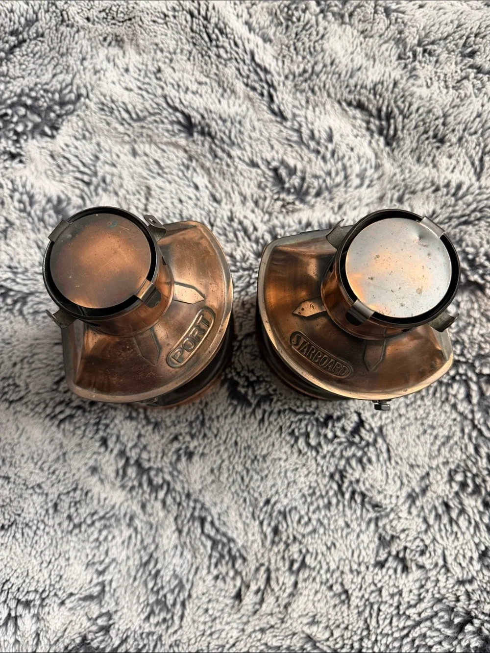 Vintage Copper Port & Starboard Lantern Set - Decorative Home Accent